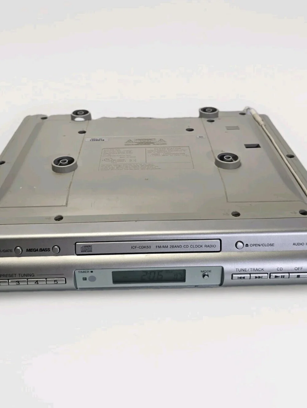 Sony ICF-CDK50 Under Cabinet CD Clock Radio AM/FM Mega Bass Tested Working